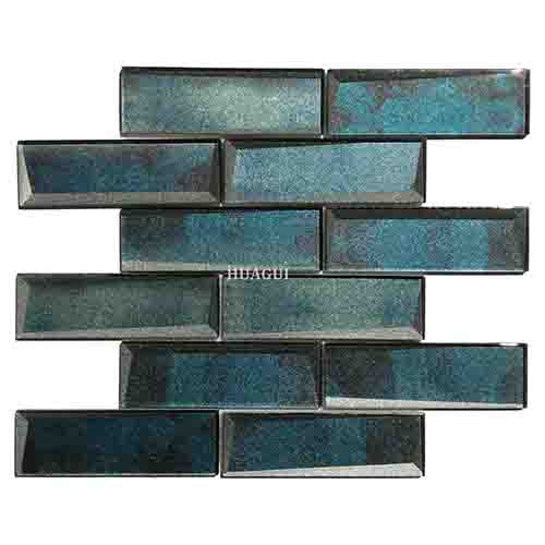 制造商3D艺术墙蓝色玻璃地铁瓷砖背墙