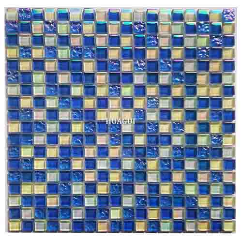 浴室15英寸*15英寸蓝色方形玻璃马赛克瓷砖彩虹瓷砖