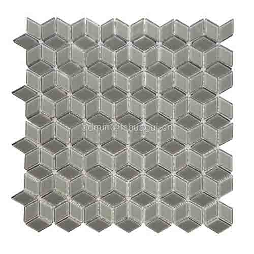 Three-dimensional small rhombus tile glossy glass mosaic