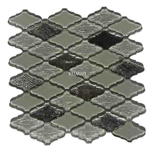 New design waterjet gray lantern glass mosaic tile backsplash