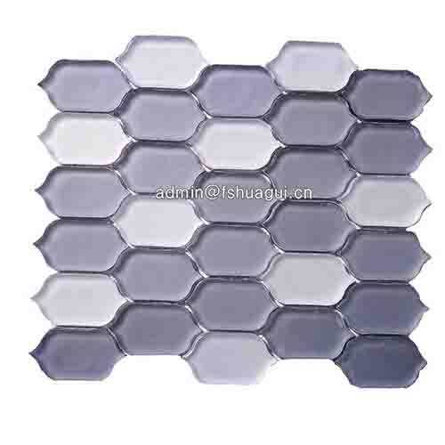 Matte smoke interlocking long hexagon glass mosaic tile for wall backspalsh decoration