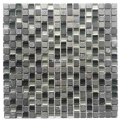 Gray and white small size glass stone mosaic tile