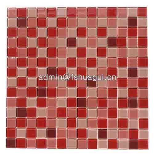 Red color 2cm glass mosaic tiles for kitchen wall HG-KC42001A