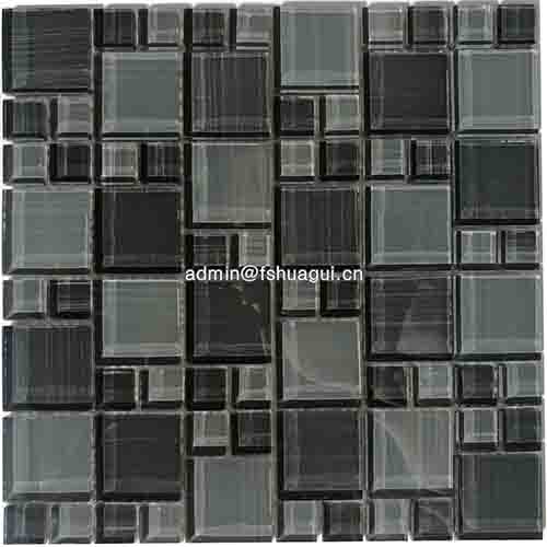 Factory wholesale mixed color square art pattern crystal glass mosaic tile