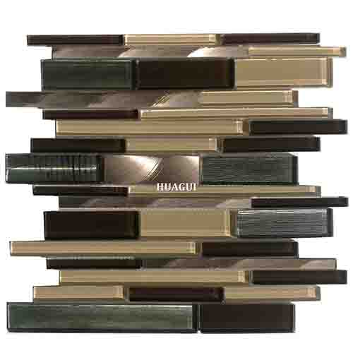 Factory supplier java bronze glass metal strip mosaic tile in Pakistan