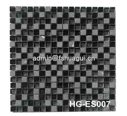 8mm grey black glass mixed stone mosaic backsplash tile