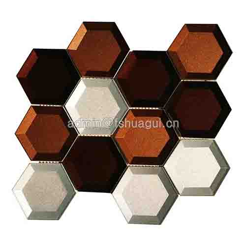 Mixed color glossy glass hexagon mosaic tile HG-HB010