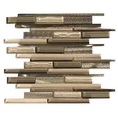Interlocked glass and aluminum mosaic kitchen backsplash HG-CDT653