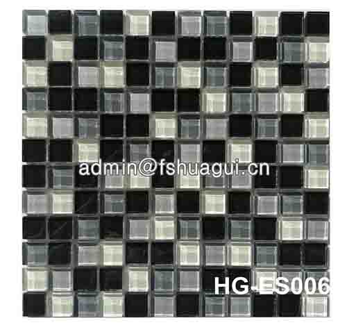 Foshan supplier grey color mixed for wall crystal glass mosaic tile