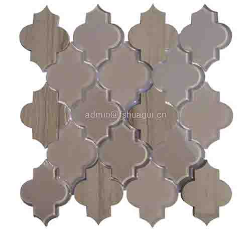 Brown shining stone exquisite water jet glass mosaic tile villa