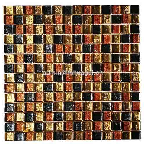 Middle Eastern-style gold crystal glass mosaic backsplash tile