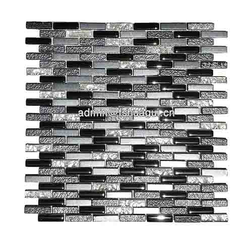 Glossy and matte black raindrop modern brick glass mosaic kitchen walls tiles