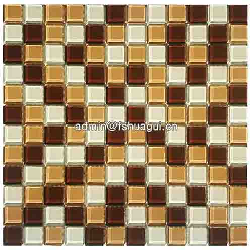 Brown color mixed crystal glass mosaic tile for bathroom wall