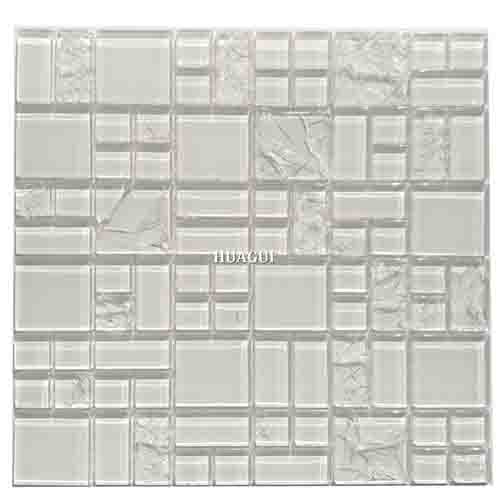 Fashion ice crack white crystal glass bathroom mosaic tiles