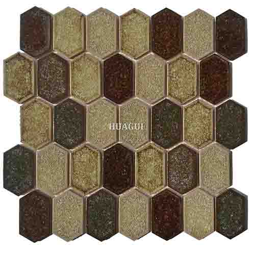Classic style ice cracked ceramic hexagon mosaic kitchen backsplash tile