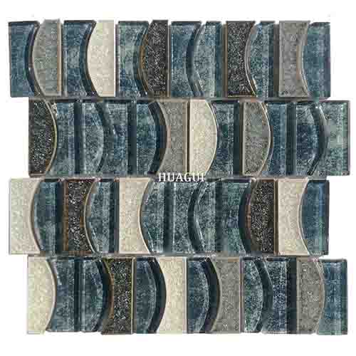 The latest blue ocean moon design glass mixed ceramic mosaic tile