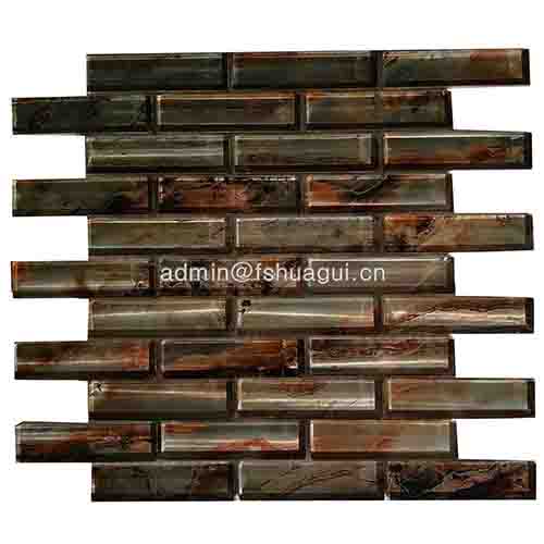 New Design Crystal Brown Color Glass Mosaic tile Wall Decorative HG-CDT679