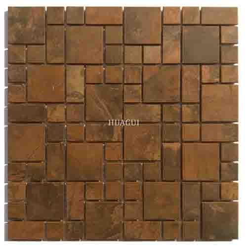 Bronze style luxury golden copper mosaic kitchen wall tile