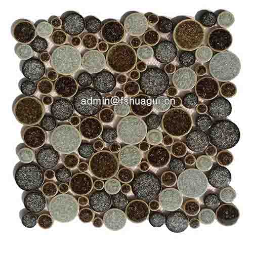 Foshan brown pebble ceramic mosaic bathroom floor tiles