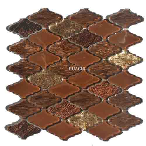 Glitter brown mix golden color glass lantern mosaic wall tile