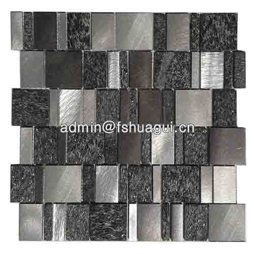 Starburst aluminum metal grey mosaic blend glitter black Slate mosaic tiles