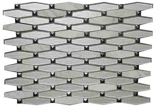 Waterjet white color crystal glass mosaic for backsplash wall tile