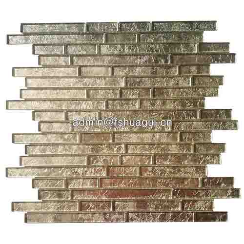 Luxury light gold color glitter crystal glass mosaic tile for wall