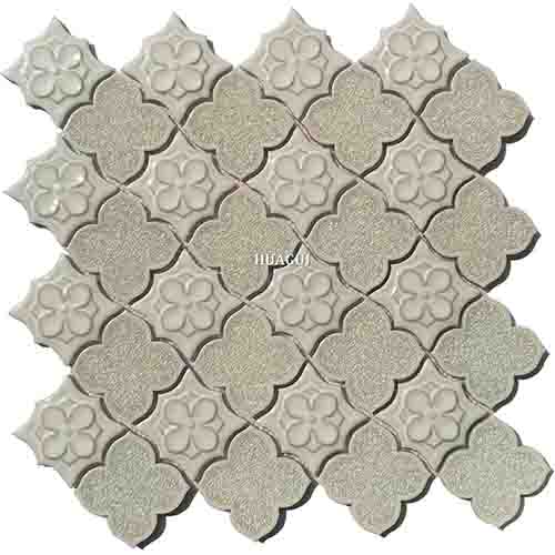 Elegant America style white flower ice cracked ceramic mosaic tile design idea