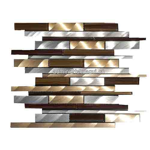 Brushed stellar golden silver aluminum metal mosaic tiles UK