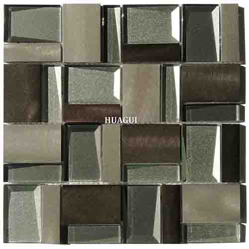 3D beveled glass and aluminum mosaic tile backsplash manufacturers of China