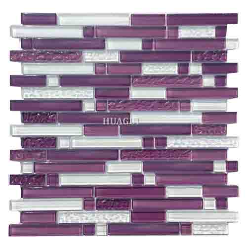 Purple crystal glass mosaic with frosred tile backsplash wall