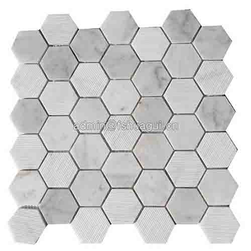 Italy carrara white natural marble hexagon mosaic tile