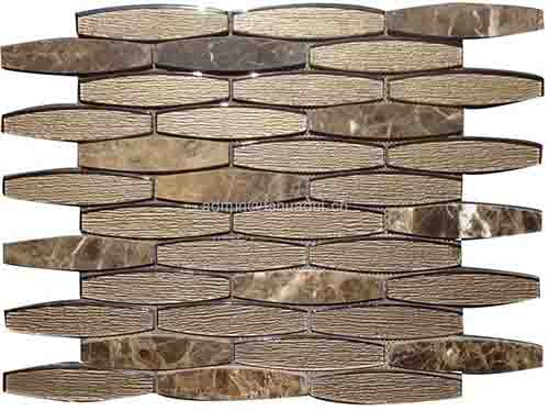 Luxury gold foil waterjet glass stone mosaic tile design idea