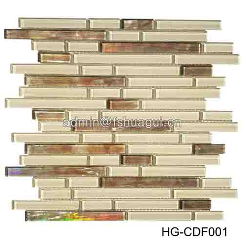 Home decoration iridescent white strip crystal glass mosaic tile
