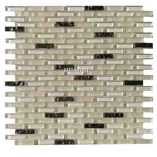 Elegant style white glass mosaic patterns splashback tile for kitchen from China