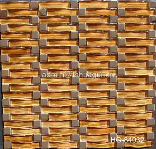 Luxury Interior Stainless Steel Mixed Glass Mosaic Backsplash Tile