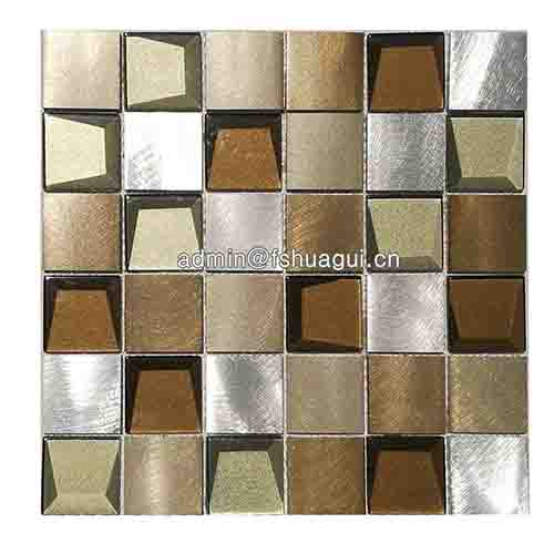 3D beveled dynamic glass facets mosaic blend metal tile backsplash