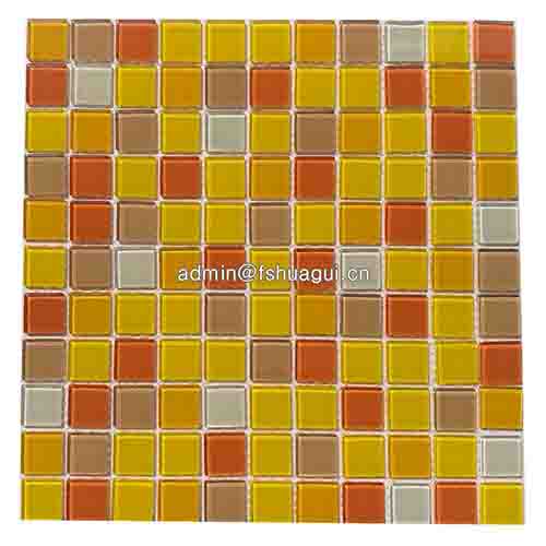 Orange glass mosaic tile design for small bathrooms