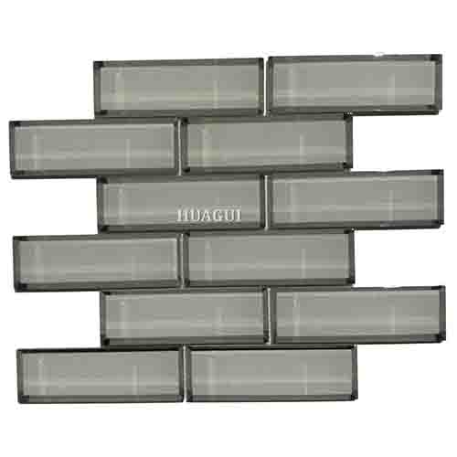 Neutral glossy glass subway mosaic tile for sale