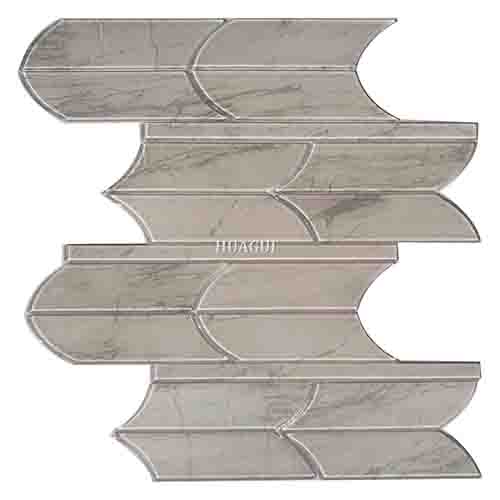 Unique water jet grey glass mosaic tile designs backsplash