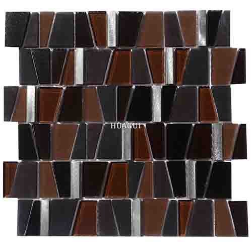 Brown color glass tile mixed with silver aluminum mosaic