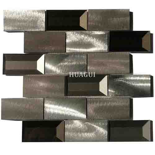 3D gray and white glass mix metal mosaic tiles for kitchen backsplash in Dubai
