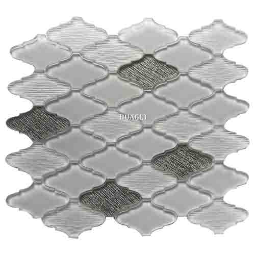 Lantern super white glossy and silver glitter glass mosaic bathroom tiles ideas