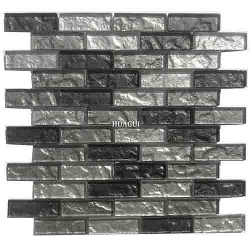 Non-slip black grey backsplash glass tile for wall or floor designs