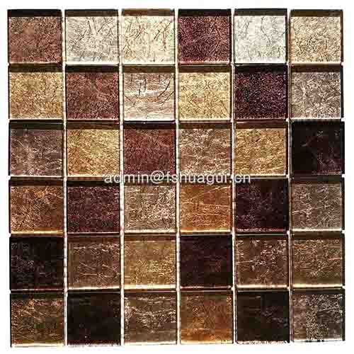 Factory price 48*48mm gold fabric glass mosaic tile