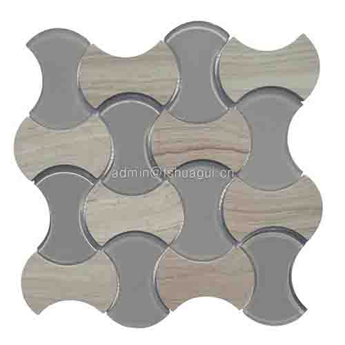 High quality design water jet stone mixed glass mosaic backsplash tile
