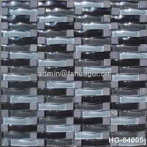 Black wave backsplash glossy glass stone mosaic tile for kitchen bathroom