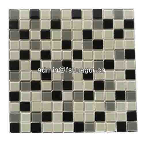 Black and white glass mosaic tile design for backsplash walls