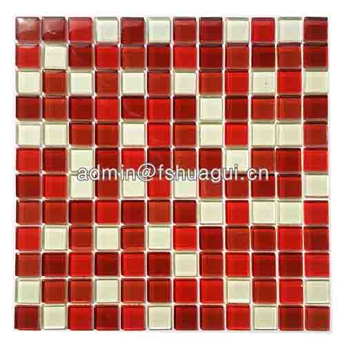 Abbott random sized glass mosaic tile in multi-red 