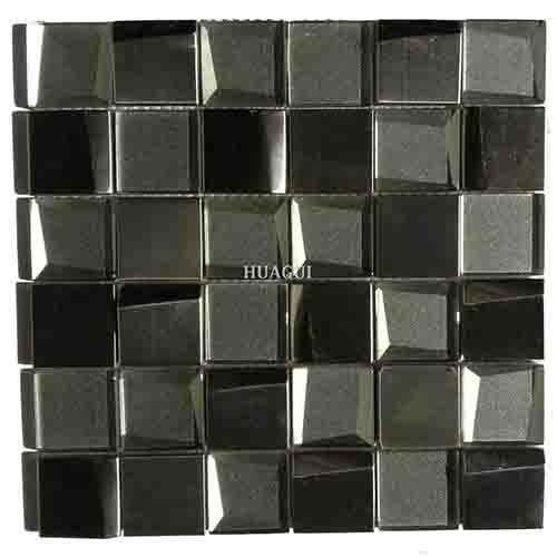 Square brown unique beveled glass mosaic mix metal tile in UK